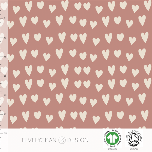 Hjörtu roðableikt bómullar jersey